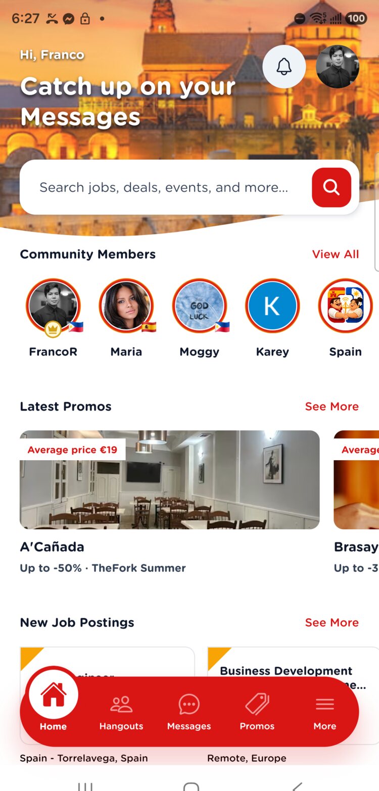 Spain Connect home screen